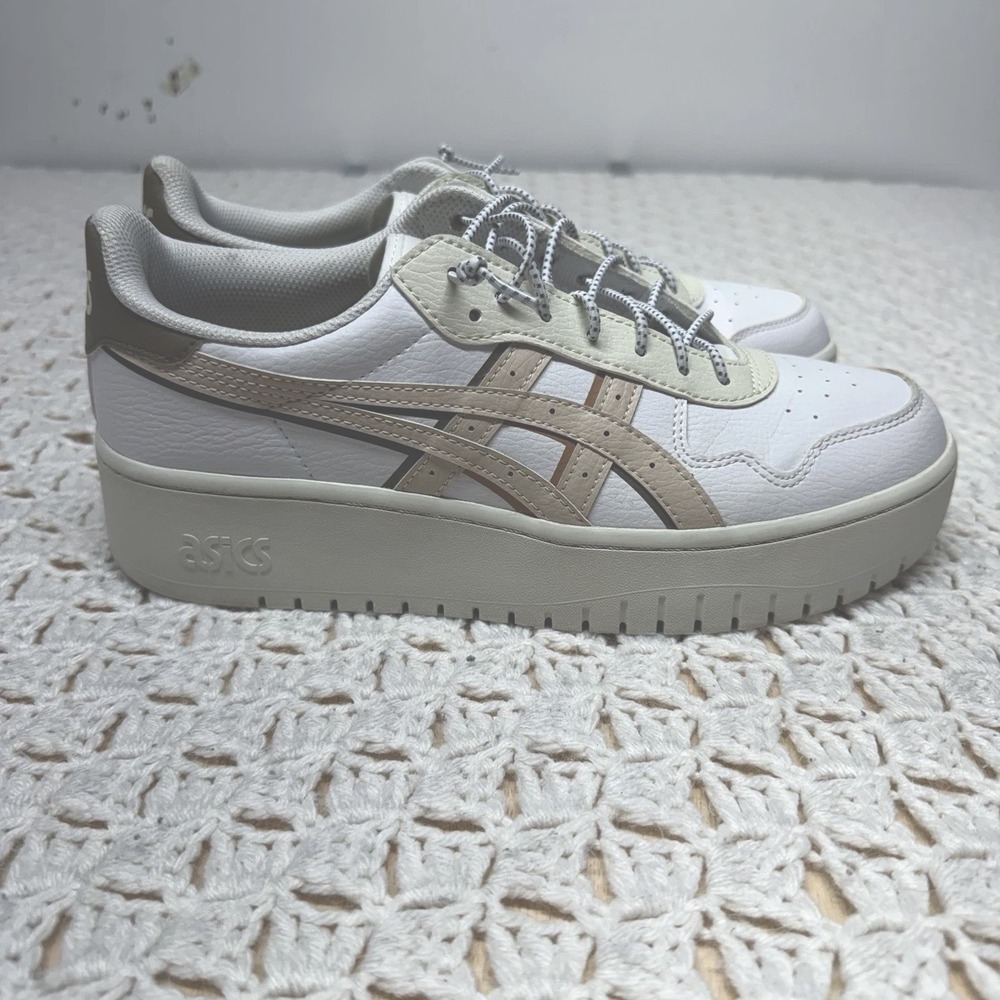 Asics Japan S PF Sneakers Shoes Women Sz 11 White & Mineral Beige Athletic